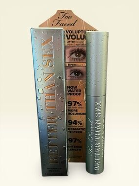Too Faced Better Than S3x Waterproof Volume Mascara Back NIB Full Sized Makeup